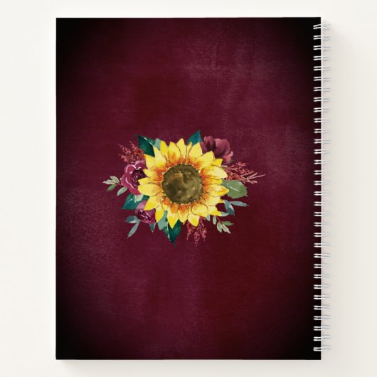 Sonnenblumen Lichter Blumenbeere Wasserfarbe Notizblock (Rückseite)