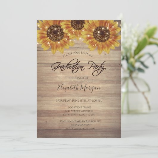 Sonnenblumen, Lichter, Texturstudio Einladung (Stehend Vorderseite)