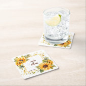 Sonnenblumen-Liebe: Personalisierte Hochzeitsstimm Rechteckiger Pappuntersetzer (Vor Ort)