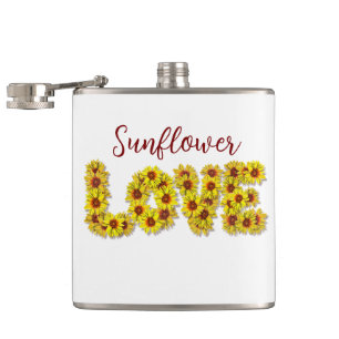Sonnenblumen-Liebe-Vinyl-umwickelte-Flasche Flachmann