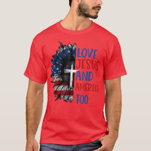 Sonnenblumen Lieben Jesus und Amerika zu 4. Juli T-Shirt