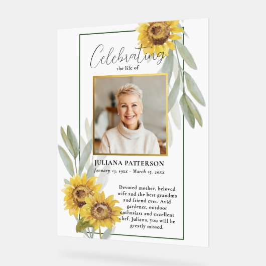Sonnenblumen Life Celebration Foto Begrüßungsfeier Acrylschild (Winkel)