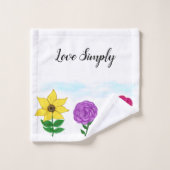 Sonnenblumen Lila Blume Rosa Blume Badhandtuch Set (Waschlappen)