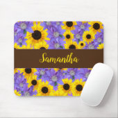 Sonnenblumen Lila Blumenmuster Personalisiert Mousepad (Mit Mouse)