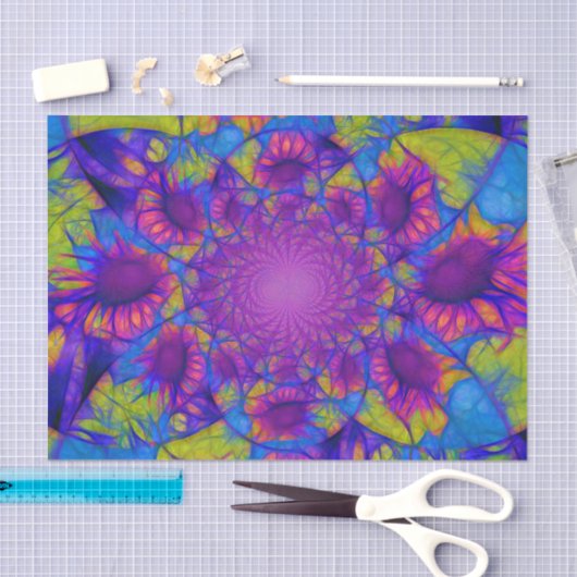 Sonnenblumen Lila, gelbes Abstraktes Deko Seidenpapier (Handwerk)