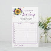 Sonnenblumen Lila Lights Brautparty Song Game (Stehend Vorderseite)