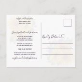 Sonnenblumen Lila Rose Hochzeit ändern das Datum Ankündigungspostkarte (Rückseite)