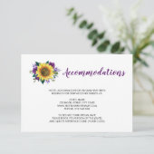 Sonnenblumen Lila Rose Hochzeitsunterkünfte Begleitkarte (Stehend Vorderseite)