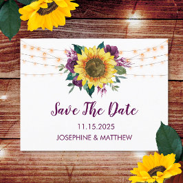 Sonnenblumen Lila Rose Pflaume Save the Date Ankündigungspostkarte