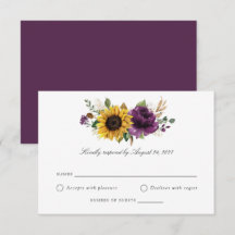 Sonnenblumen Lila Violetgrün Hochzeit RSVP
