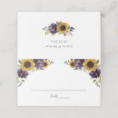Sonnenblumen Lila Violett-Blume Hochzeit Platzkart Platzkarte (Außenseite Aufgefaltet)