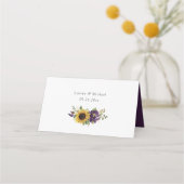 Sonnenblumen Lila Violett-Blume Hochzeit Platzkart Platzkarte (Rückseite)