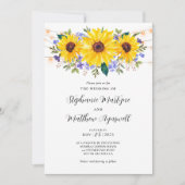 Sonnenblumen Lila Wildblumen Botanische Hochzeit Einladung (Vorderseite)