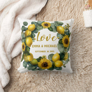 Sonnenblumen-Limonen-Kranz-Liebesdesign Kissen
