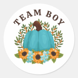Sonnenblumen Little Pumpkin Gender Reveal Team Boy Runder Aufkleber