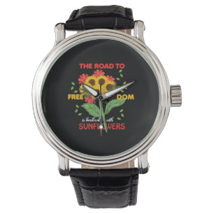 Sonnenblumen machen den Weg zur Freiheit mit Sonne Armbanduhr