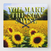 Sonnenblumen machen die Sonne zum Schwein, zur Wal Quadratische Wanduhr (Vorderseite)