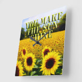 Sonnenblumen machen die Sonne zum Schwein, zur Wal Quadratische Wanduhr (Winkel)