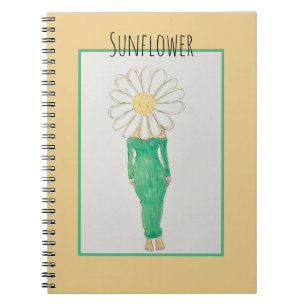 Sonnenblumen Mädchen Grüne Kleid Notizblock