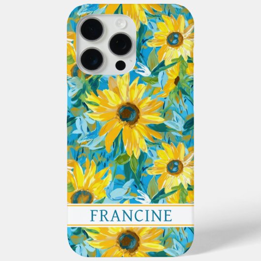 Sonnenblumen-Malerei Monogramm Case-Mate iPhone Hülle (Rückseite)