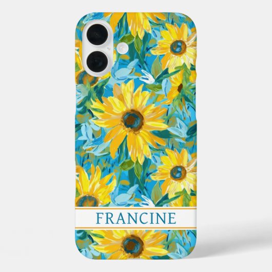 Sonnenblumen-Malerei monogrammiert Case-Mate iPhone Hülle (Rückseite)