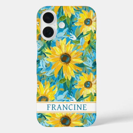 Sonnenblumen-Malerei monogrammiert Case-Mate iPhone Hülle (Rückseite)