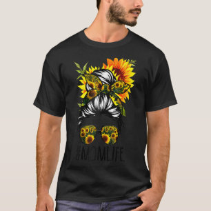 Sonnenblumen Mama Leben Messy Bun Haare Sonnenbril T-Shirt
