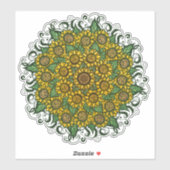 Sonnenblumen Mandala Nature Lover Sonnenblumen Blu Aufkleber (Blatt)