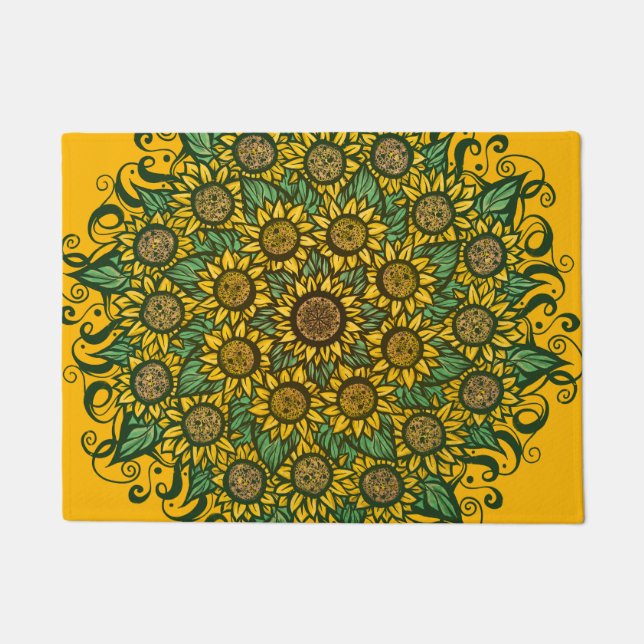 Sonnenblumen Mandala Nature Lover Sonnenblumen Blu Fußmatte (Vorderseite)