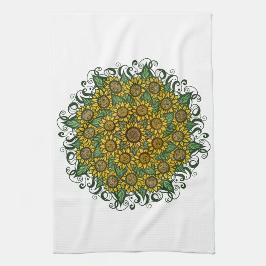 Sonnenblumen Mandala Nature Lover Sonnenblumen Blu Geschirrtuch (Vertikal)