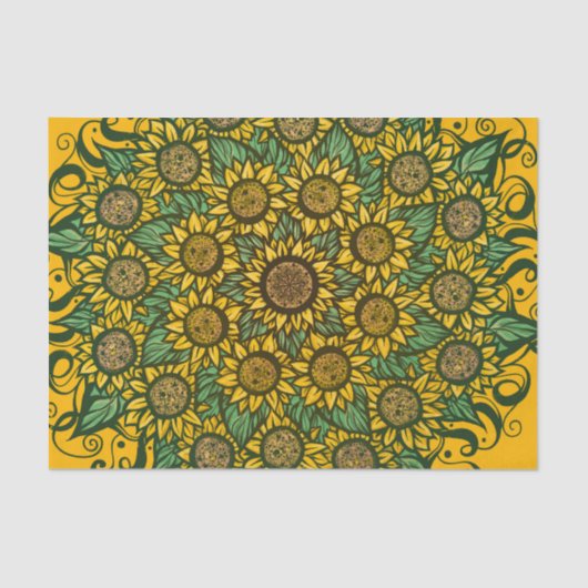 Sonnenblumen Mandala Nature Lover Sonnenblumen Blu Seidenpapier (Vorderseite)