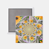 Sonnenblumen-Mandala-Quadrat-Magnet Magnet (Vorderseite/Rückseite)