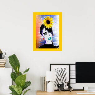 Sonnenblumen-Marienkäfer-Aquarell-Kunst  Poster