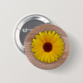 Sonnenblumen Marigold auf rustikalen Holzplatten Button (Vorne & Hinten)