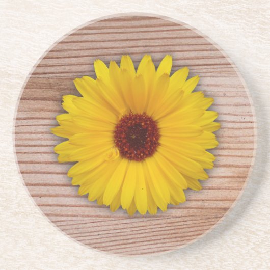 Sonnenblumen Marigold auf rustikalen Holzplatten Untersetzer (Vorne)