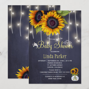 Sonnenblumen Marine Kreidetafel Herbst Babyparty Einladung