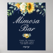 Sonnenblumen Marineblau Brautparty Mimosa Bar Poster (Vorne)
