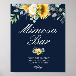 Sonnenblumen Marineblau Brautparty Mimosa Bar Poster