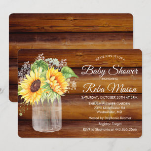 Sonnenblumen-Mason-Glas-Baby-Shower-Einladung Einladung