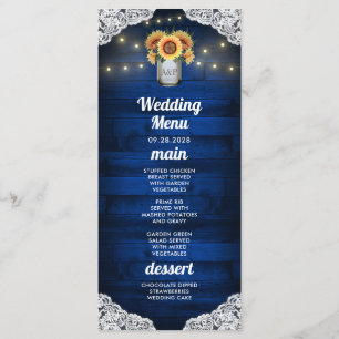 Sonnenblumen-Mason-Glas-Hochzeits-Menükarten aus H Menükarte