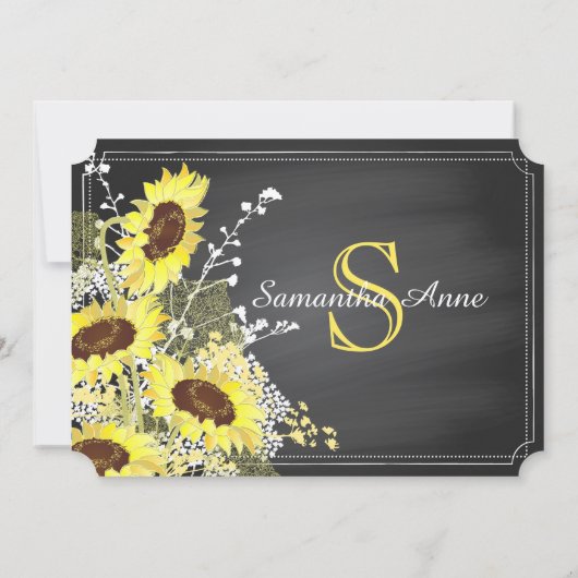 Sonnenblumen Mason Jar Chalkboard Brautparty Einladung (Rückseite)