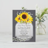 Sonnenblumen Mason jar Chalkboard Hochzeit im Herb Einladung (Stehend Vorderseite)