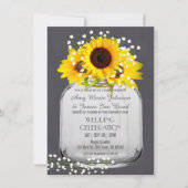 Sonnenblumen Mason jar Chalkboard Hochzeit im Herb Einladung (Vorderseite)