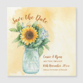 Sonnenblumen Mason Jar Country Hochzeit Save the D Magnetkarte (Vorderseite)