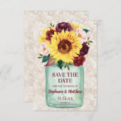 Sonnenblumen Mason Jar Floral Hochzeit Save The Date (Vorne/Hinten)
