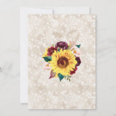 Sonnenblumen Mason Jar Lace Floral Wedding Einladung (Rückseite)