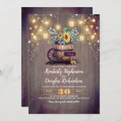 Sonnenblumen Mason Jar Lights Hochzeit im Herbst Einladung (Vorne/Hinten)