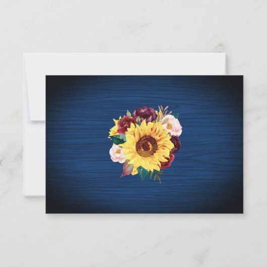 Sonnenblumen Mason Jar Navy Blue Wedding RSVP (Rückseite)