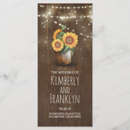 Sonnenblumen Mason Jar Rustic Hochzeitsprogramme Programm