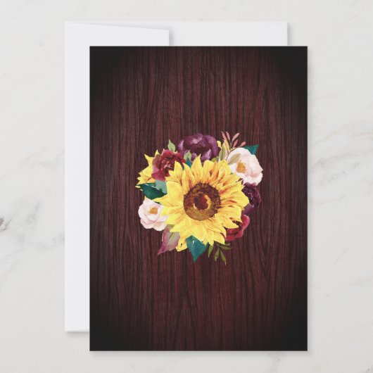 Sonnenblumen Mason Jar String Lights Blumenhochzei Einladung (Rückseite)